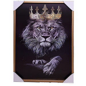 Quadro leão com coroa W-030