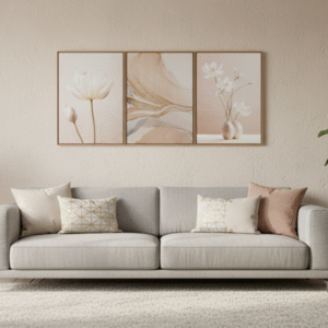 Tela canvas trio flores e abstrato 01